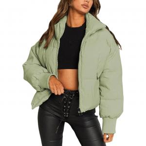 Куртка Amebelle Women Winter Thermal Baggy Stand Collar Full Zip Puffer Down, светло-зеленый