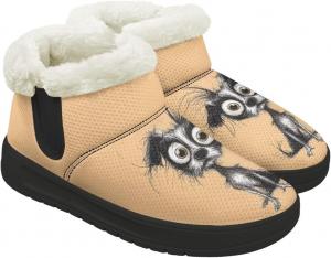 Мини-сапожки для женщин с мехом, зимние снегоходные сапоги на меховой подкладке, противоскользящие, теплые зимние обувь, устойчивая к пятнам Chririnla, Lines Puppy