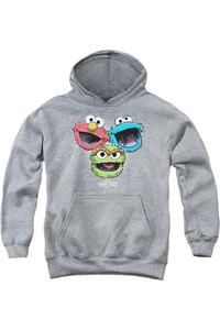 Молодежная толстовка с капюшоном Sesame Street в стиле полутоновых голов Gildan, Athletic Heather