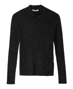 Ребристый свитер с высоким воротником и пайетками Hinnominate, черный