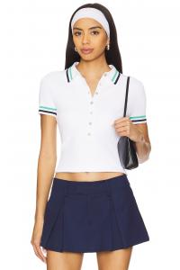 Топ Millie с коротким рукавом и воротником "джонни" 525, bleach white multi