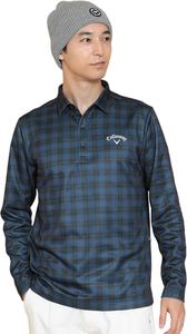 Мужская рубашка-поло Callaway с длинным рукавом (в клетку) / Внутренняя подкладка для гольфа / C24233114, темно-синий