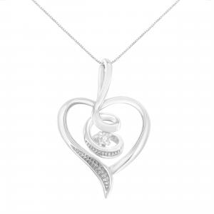 Ожерелье Espira с подвеской в ​​форме открытого сердца из 10-каратного белого золота 0,03 карата, украшенное бриллиантами круглой огранки, длиной 18 дюймов Haus Of Brilliance, белый
