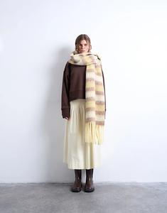 Полосатый шарф-плед Topshop Sydney в зелено-коричневых тонах