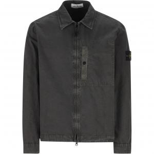 STONE ISLAND Застёгивающаяся на молнию рубашка-куртка с нашивкой компас, Carbon Black