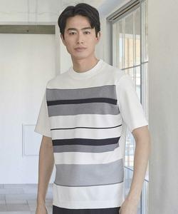 Вязаная полосатая футболка с перфорацией Union Station, цвет White