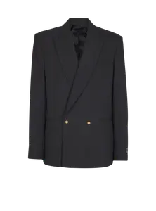 Шерстяной пиджак на двух пуговицах Balmain, черный