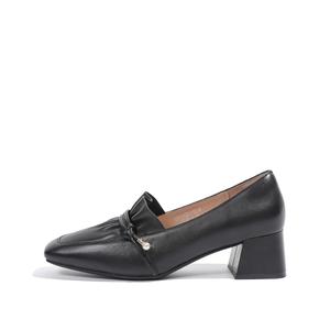 Женские туфли на платформе Mulinsen черные с массивным каблуком 4,5 см