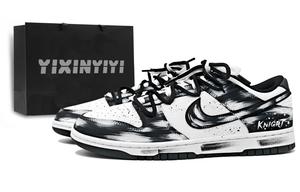 Nike Мужские кроссовки для скейтбординга Dunk Abrasion Resistant Low Top Black White