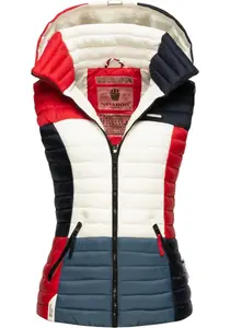 Стеганый жилет Navahoo "Shadaa Multikulti", женский жилет без рукавов в стиле колор-блок с капюшоном, синий