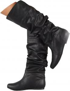 Женские высокие сапоги выше колена на массивной платформе с круглым носком, с боковой молнией, стильные и удобные высокие сапоги Generic, Black