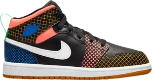 Кроссовки Air Jordan 1 Mid MMD PS Multi Grid, черный