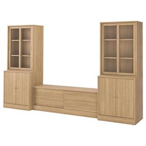 Комбинация для хранения телевизора TONSTAD IKEA, 342x47x201 см, цвет oak veneer/clear glass