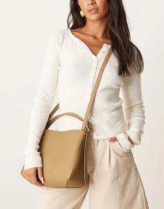 Сумка через плечо из искусственной кожи Mango карамельного цвета