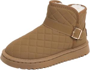 Женские зимние ботинки - теплые ботинки до щиколотки - новые модные короткие плюшевые ботинки - теплые и удобные DZBAJRQM, Khaki