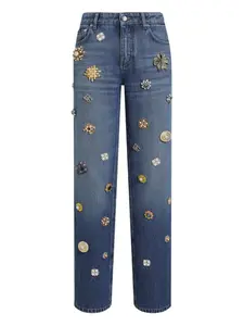 Прямые джинсы с вышивкой DOLCE & GABBANA, синий