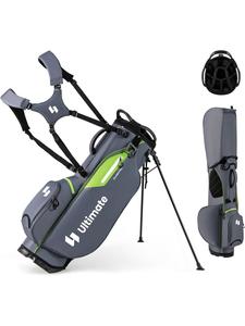 COSTWAY Сумка для гольфа на подставке с 8 отделениями и дождевым чехлом, серого цвета