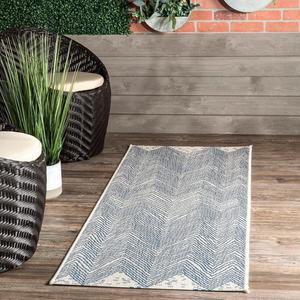 nuLOOM ковер 61 x 244 см для улицы, OEKO-TEX сертифицирован, устойчив к погодным условиям, для интенсивного использования, для патио, балкона, улицы, волнистый синий