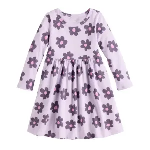 Платье с длинным рукавом для девочек и малышек Jumping Beans, цвет bubble floral purple