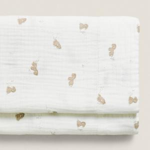 Детская плоская простыня Zara Home Donkey Muslin, кремово-белый
