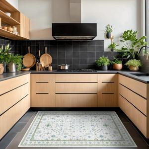 Ковёр Hazo Haus для кухни, 122х183 см, кремовый/зелёный