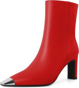 Женские ботильоны AUMOTED на толстом каблуке с высокой платформой, серебристой носовой частью, квадратным носком, боковой молнией, модные короткие ботинки, каблук 3,5 дюйма