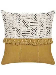 Декоративная подушка Beliani Deko WOODI, цвет gelb/schwarz/weiß