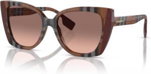Солнцезащитные очки BURBERRY BE4393 Meryl «кошачий глаз» для женщин + комплект с бесплатным набором очков от дизайнера iWear, Check Brown/Bordeaux/Pink Gradient Dark Brown