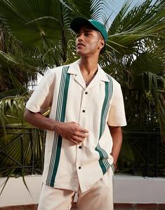 Рубашка с короткими рукавами и полосками Alma De Ace бежевого цвета