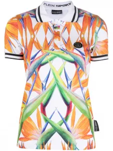 Рубашка поло с цветочным принтом Plein Sport, белый