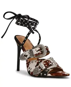 Женские сандалии Saddle-H в стиле вестерн с пряжкой на высоком каблуке Steve Madden, коричневый