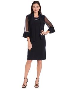 Женский комплект из двух частей: жакет и платье с отделкой стразами R & M Richards, Navy