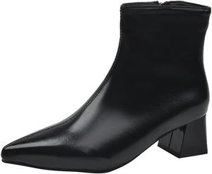 Женские массивные ботильоны с низким каблуком, заостренным носком и высокой щиколоткой, короткие ботинки, на молнии, для выпускного, из лакированной кожи LSIGHTUS, Dark 6.5