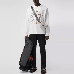 Футболка мужская с круглым вырезом, умеренный прямой крой Burberry, белый+shopping bag packaging (белый)