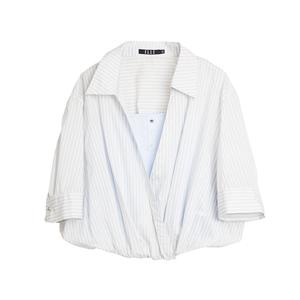 ELLE Футболка Fun Collection для женщин с синим лацканом