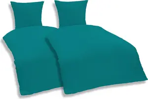 Комплект постельного белья из 4 предметов, 135 х 200 см, цвет петроль-синий, микрофибра One-Home