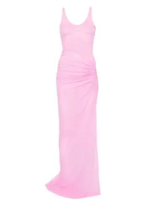 Платье из сетки с рюшами David Koma, розовый