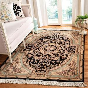 Ковер SAFAVIEH, 183 x 275 см, Versailles Collection - Black & Ivory, без ворса и простой в уходе, идеален для помещений с высокой проходимостью в гостиной, спальне (V2C)