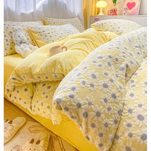 MUJI Комплект постельного белья 4 предмета, простыня 150x180 см, пододеяльник, цвет huayang-huang