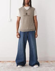 Джинсы-скейтеры с широкими штанинами Cheap Monday, классные, средне-синие