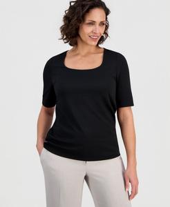 Женская фактурная блузка с рукавами до локтя Kasper, Black