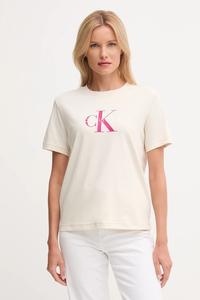 Хлопковая футболка Calvin Klein Jeans, бежевый