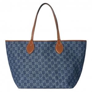 Gucci Сумка-шоппер Totissima из джинсовой ткани, сумка через плечо, средняя, женская, синяя