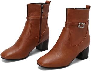 Женские ботильоны на широкий размер с высокой платформой и высоким каблуком, боковой молнией, короткие BLXQPYT, Brown