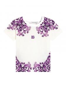 Dolce & Gabbana Kids футболка с принтом Majolica, белый