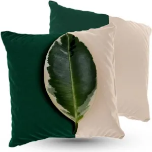 Подушка велюровая PREMIUM с мотивом листьев фикуса, 40 х 40 см, декоративная с наполнителем, для гостиной, спальни или в подарок 5made