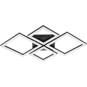 Потолочный светильник PARANDAY-Z черный, режим диско, ZigBee 3.0, светильник LED-модуль 1 шт., 47 x 43 см, таймер, управление через приложение и голосовое управление Alexa, пульт дистанционного управления не входит в комплект Eglo, черный