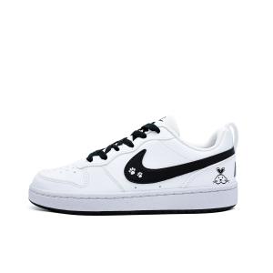Nike Детские низкие скейтбордистские кроссовки Court Borough Little Rabbit из синтетической кожи, износостойкие, черные с белыми элементами
