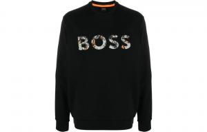 Boss Logo print Cotton T shirt HUGO BOSS, черный