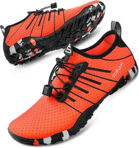 Водные туфли SIMARI для женщин и мужчин - Босоножки с быстрым высыханием, Легкие плавательные тапочки для серфинга, плавания, пляжного спорта, каякинга, дайвинга, Противоскользящий дизайн, 1s-print Orange